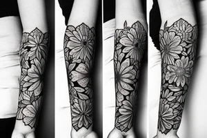 beautiful flowers around the arm tattoo idea