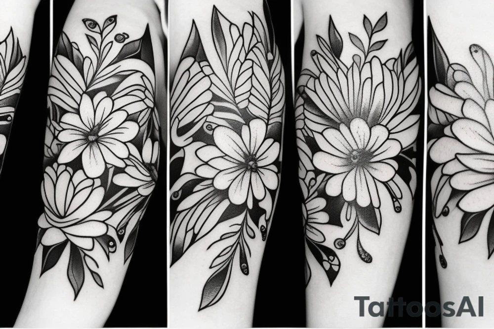 beautiful flowers around the arm tattoo idea