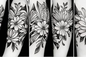 beautiful flowers around the arm tattoo idea