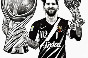 Lionel Messi holding World Cup trophy tattoo idea