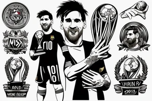 Lionel Messi holding World Cup trophy tattoo idea