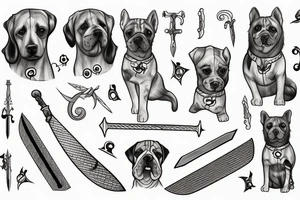a dog with a sword tattoo idea