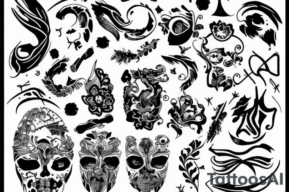 Black scribbles across my forehead tattoo idea