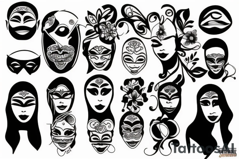 Black face mask tattoo idea