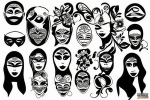 Black face mask tattoo idea