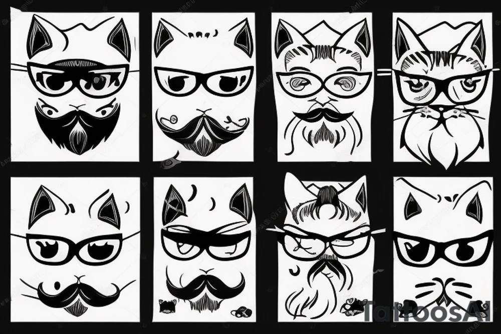 cat with beard tattoo idea