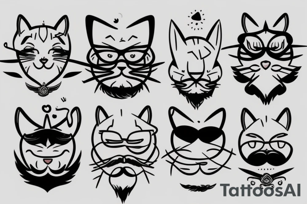 cat with beard tattoo idea
