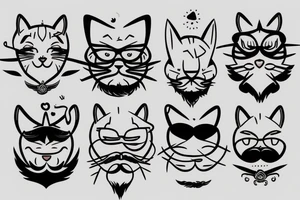 cat with beard tattoo idea