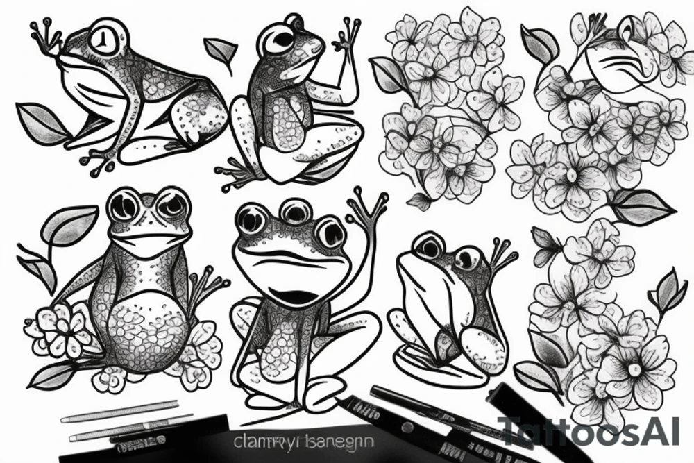 Frog wearing a top had under a cherry blossom tree tattoo idea