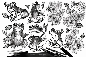 Frog wearing a top had under a cherry blossom tree tattoo idea