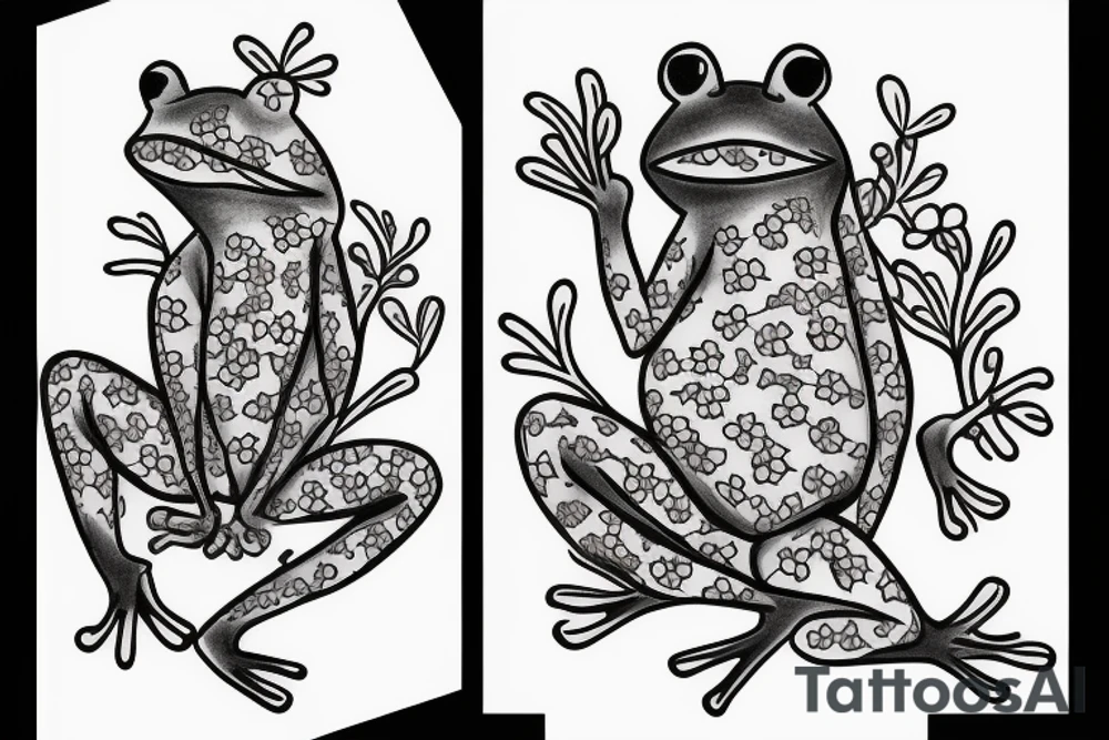 Frog wearing a top had under a cherry blossom tree tattoo idea