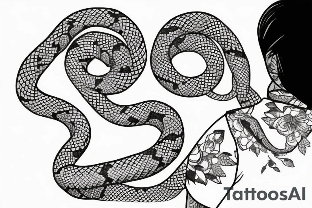 woman wearing a kimono with a snake around her neck tattoo idea