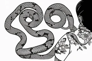 woman wearing a kimono with a snake around her neck tattoo idea