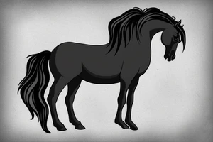 a black Friesen horse with a long mane tattoo idea