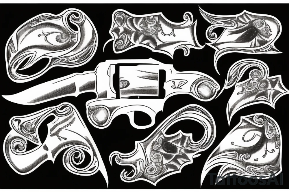 western cowboy longhorn revolver tattoo idea