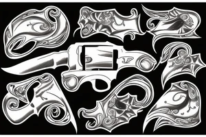 western cowboy longhorn revolver tattoo idea