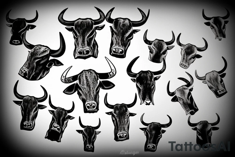 western cowboy longhorn revolver tattoo idea