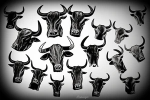 western cowboy longhorn revolver tattoo idea