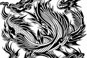 Koi fish swimming upstream with a demon then a dragon tattoo idea