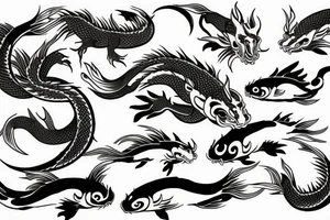 Koi fish swimming upstream with a demon then a dragon tattoo idea