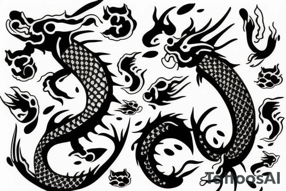 Koi fish, demon head, dragon tattoo idea