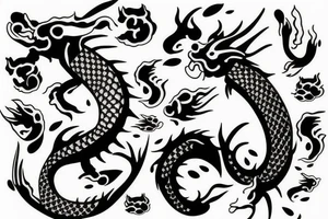 Koi fish, demon head, dragon tattoo idea