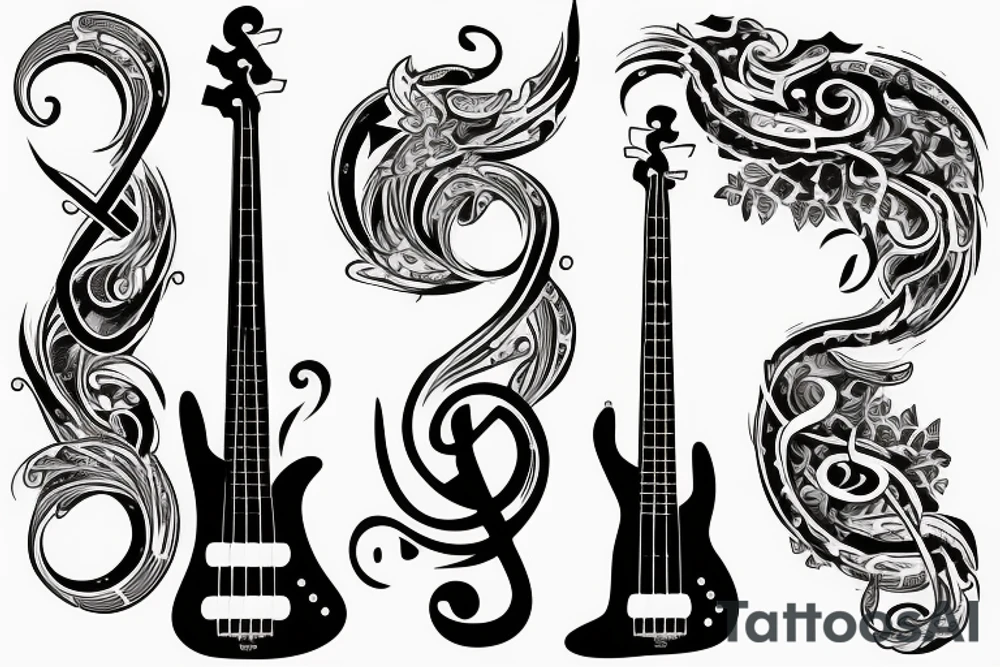 bass guitar bass clef tattoo idea