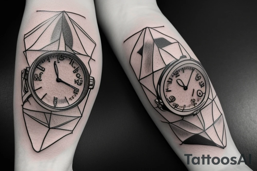 a 3d watch showin 9:10 tattoo idea