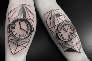 a 3d watch showin 9:10 tattoo idea