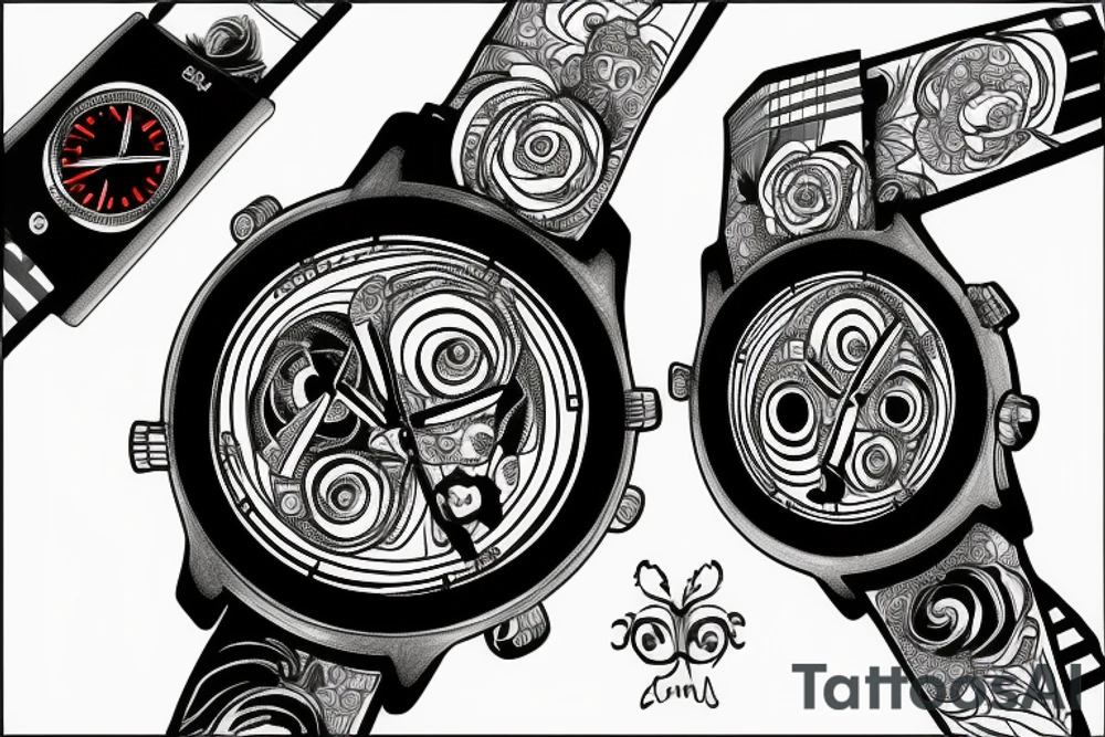 a 3d watch showin 9:10 tattoo idea