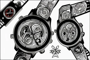 a 3d watch showin 9:10 tattoo idea