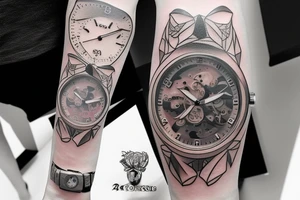 a 3d watch showin 9:10 tattoo idea