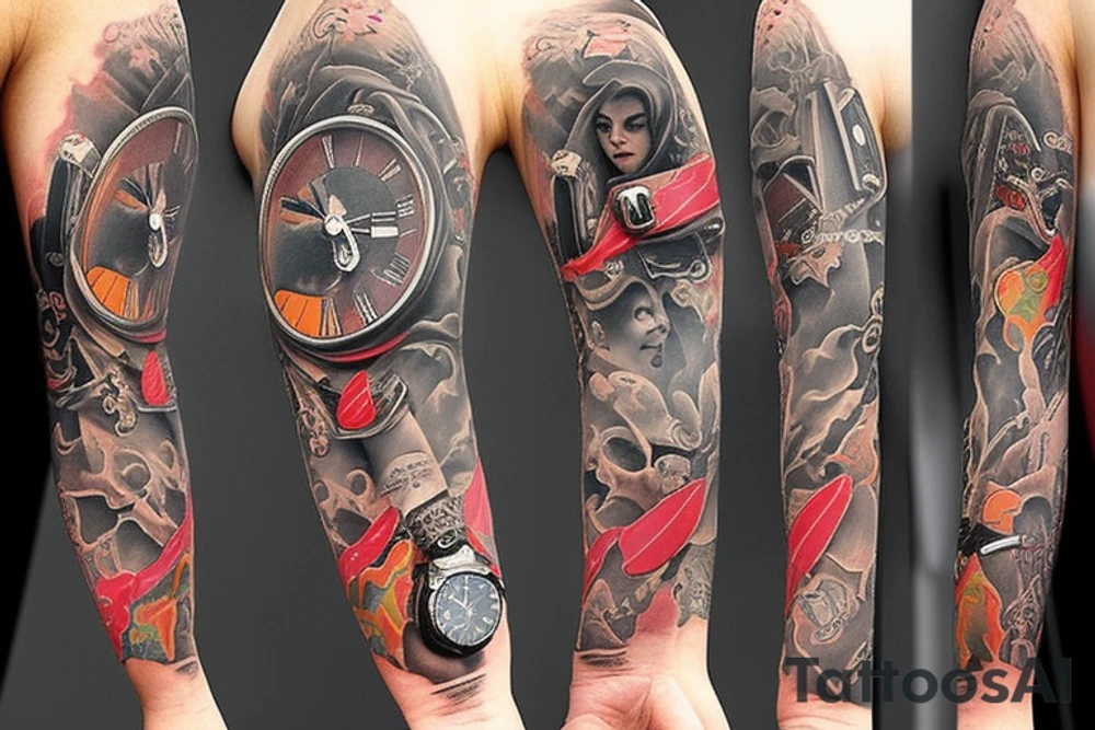 a 3d watch showin 9:10 tattoo idea