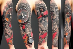 a 3d watch showin 9:10 tattoo idea