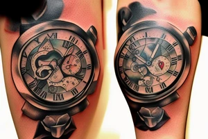 a 3d watch showin 9:10 tattoo idea