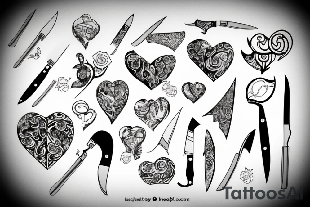 Heart with knife tattoo idea