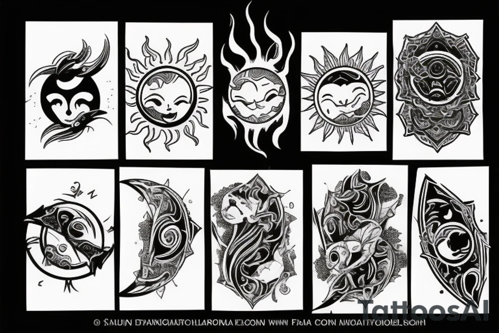 sun and moon tattoo idea