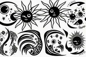 sun and moon separate and in between life tattoo idea