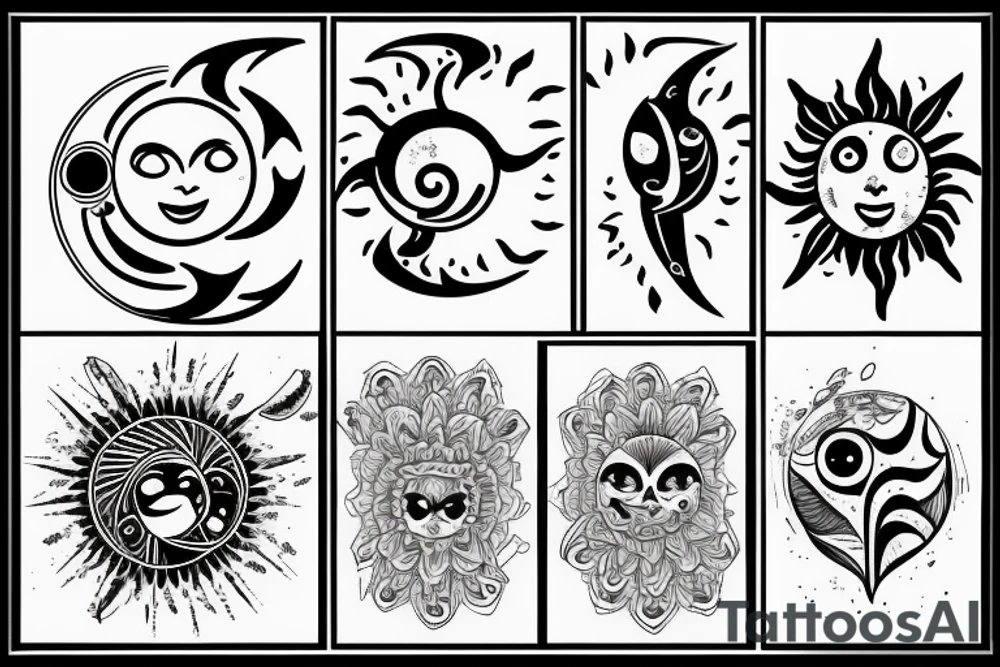 sun and moon separate and in between life tattoo idea