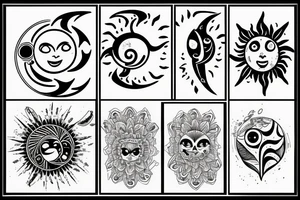 sun and moon separate and in between life tattoo idea