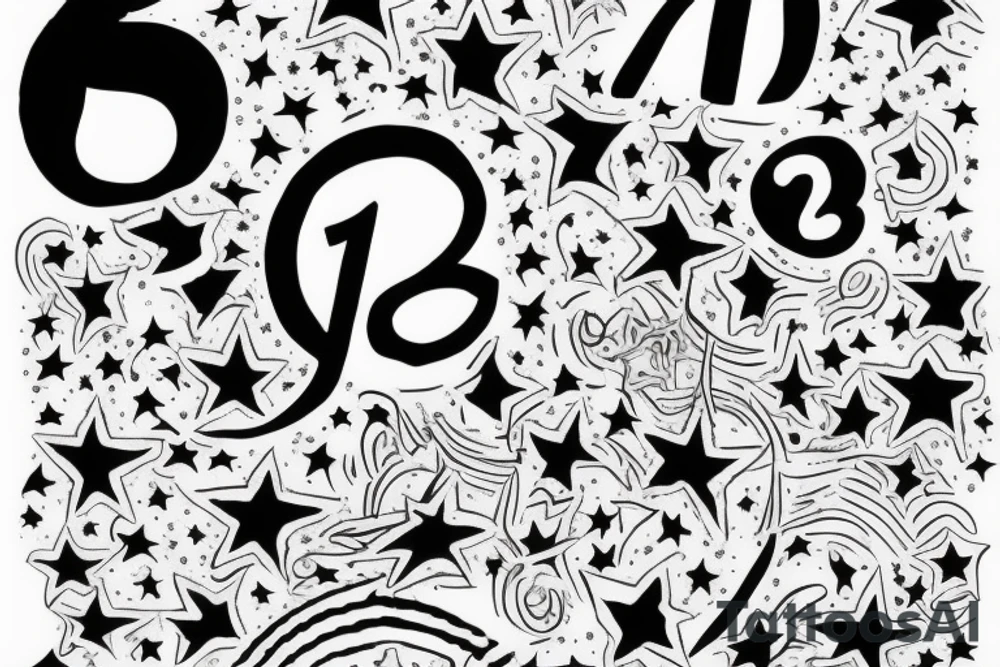 Number ten implemented with a star tattoo idea