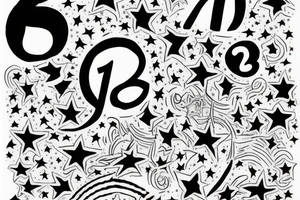 Number ten implemented with a star tattoo idea