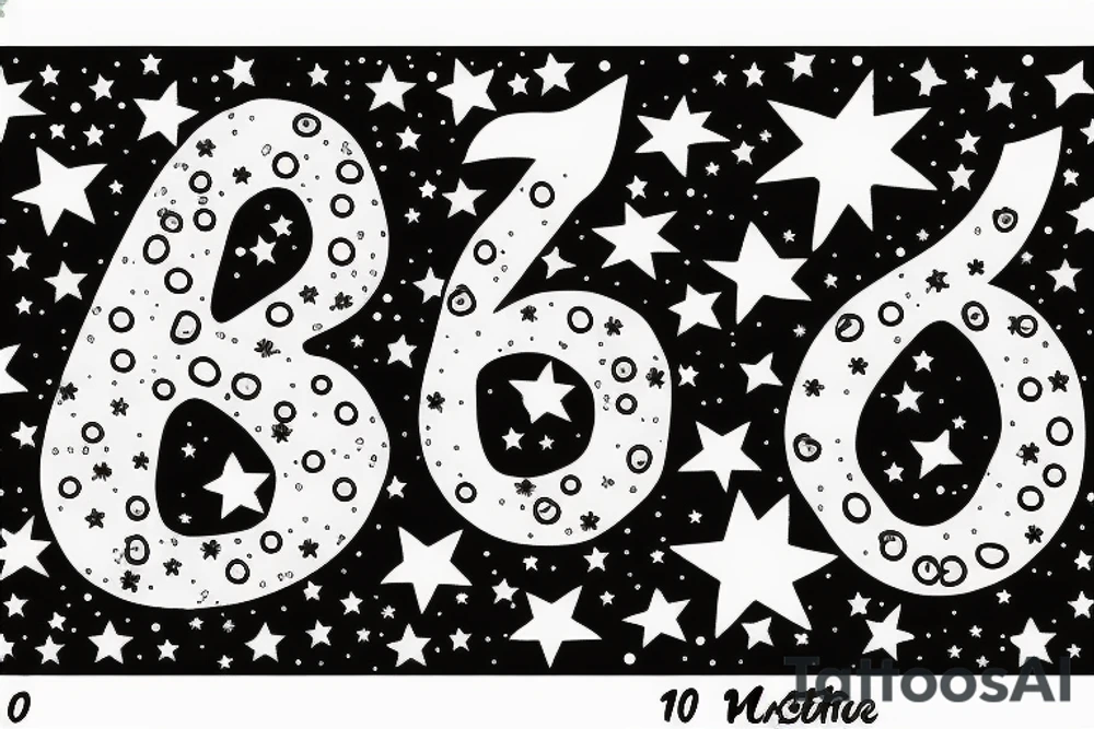 Number ten implemented with a star tattoo idea