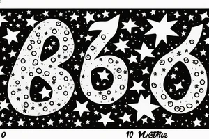 Number ten implemented with a star tattoo idea
