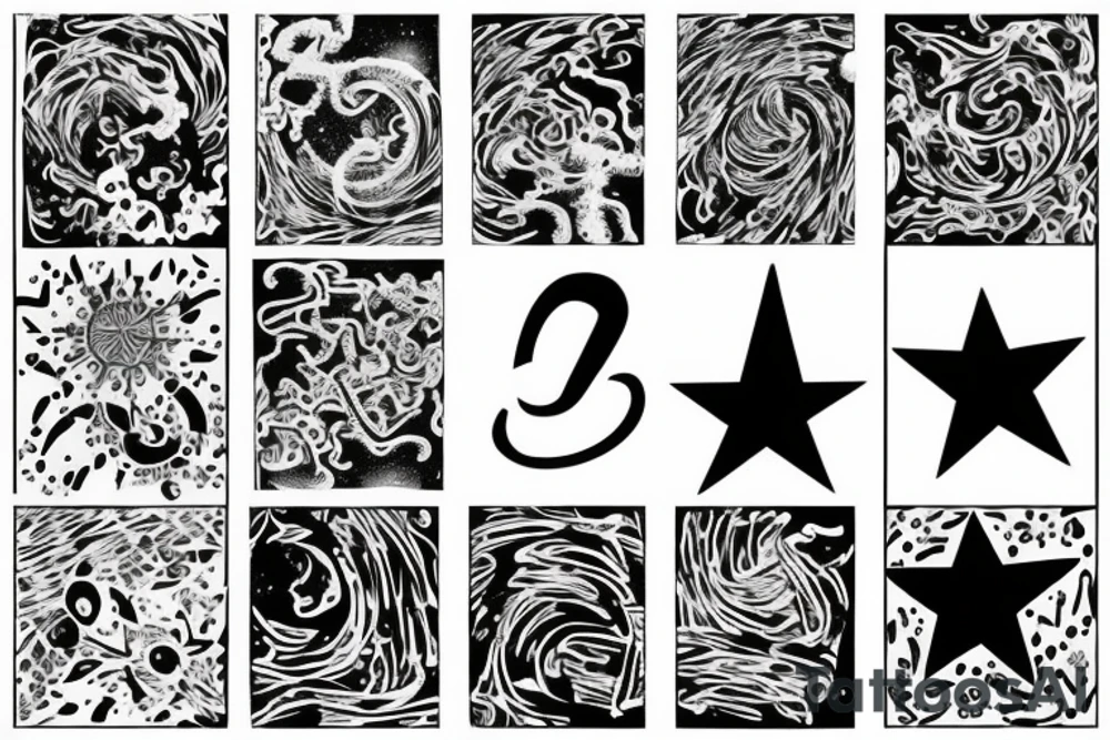 Number ten implemented with a star tattoo idea