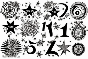 Number ten implemented with a star tattoo idea