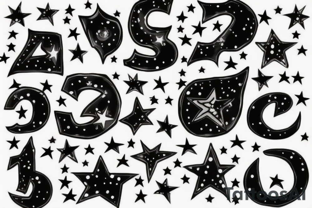 Number ten implemented with a star tattoo idea