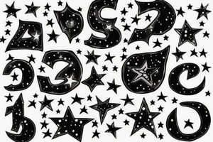 Number ten implemented with a star tattoo idea