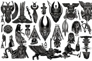 God of Olimp and god of valhalla and god of egypt tattoo idea
