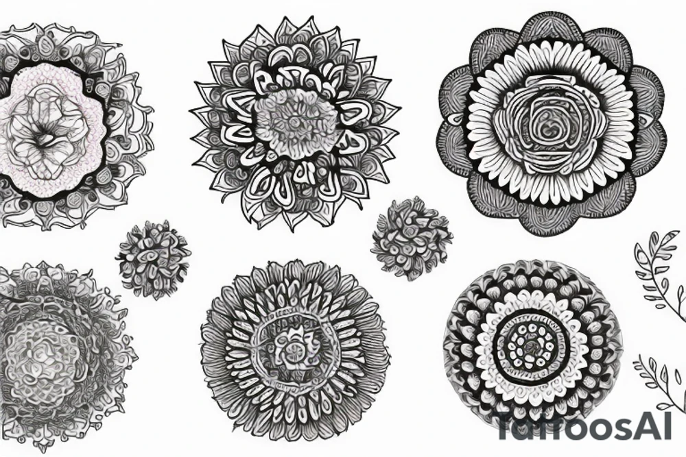 Flora with 2 mandalas tattoo idea